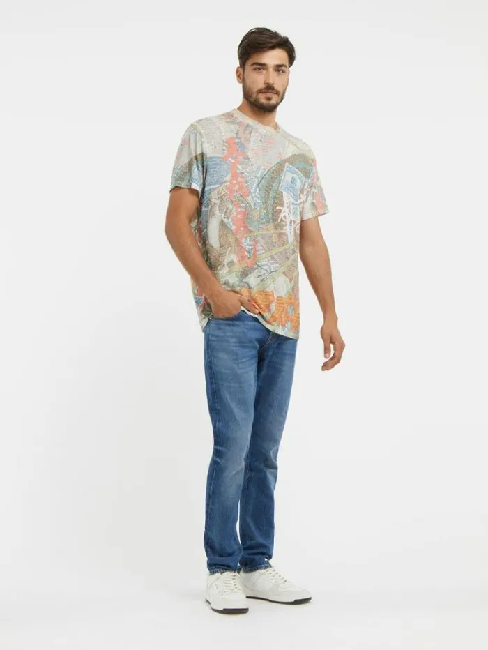 Men All Over Print Tshirt Multicolor Pattern Guess Tshirts And Polo Shirts