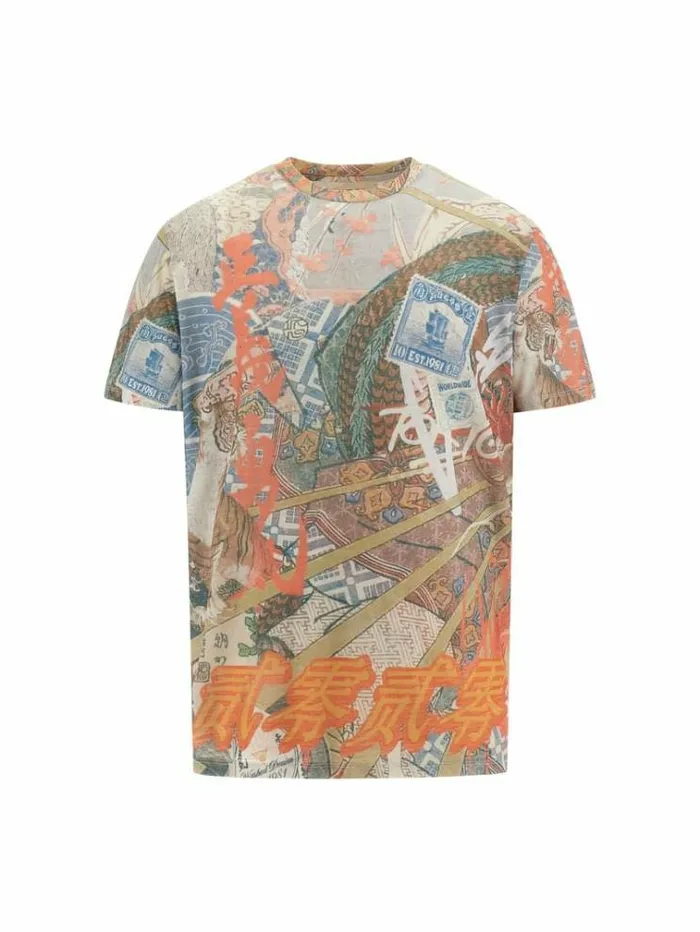 Men All Over Print Tshirt Multicolor Pattern Guess Tshirts And Polo Shirts