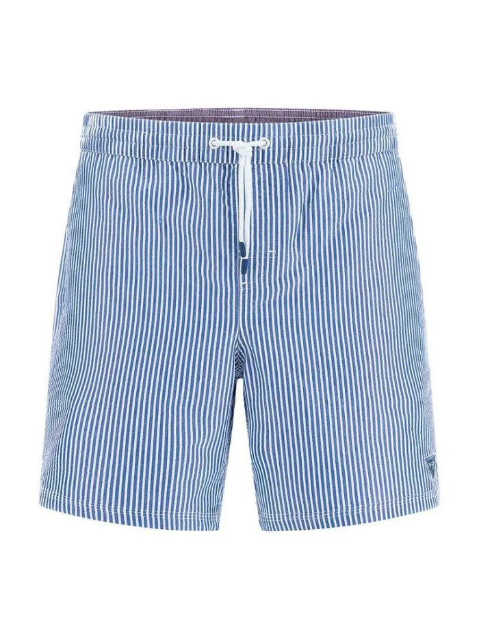 Men All Over Striped Medium Swim Trunk Blue Guess Beachwear