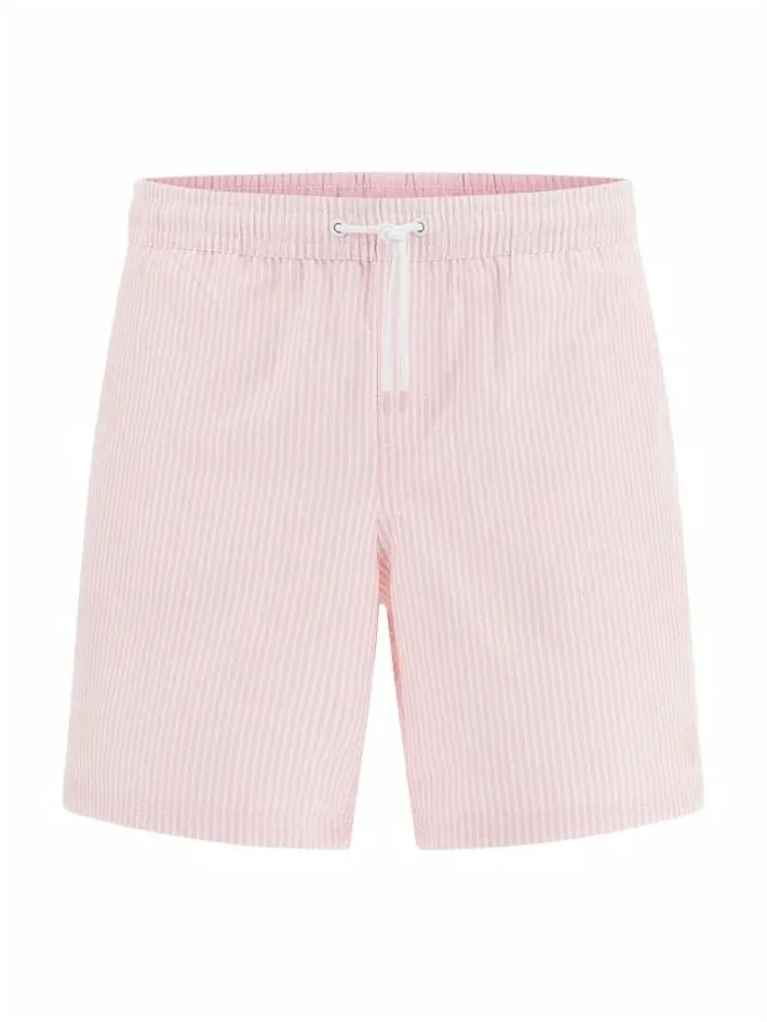 Men All Over Striped Medium Swim Trunk Pink Guess Beachwear