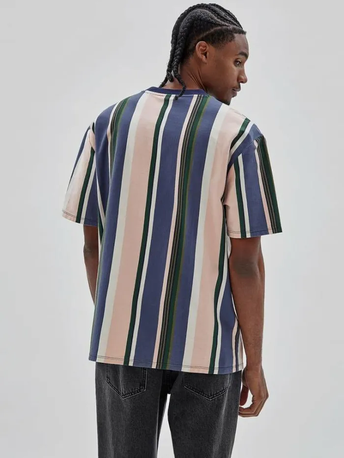 Men All Over Striped Tshirt Blue Multi Guess Tshirts And Polo Shirts