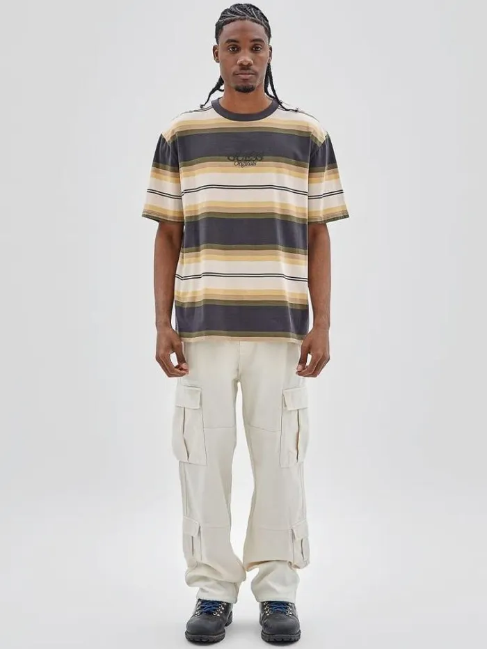 Men All Over Striped Tshirt Grey Multi Guess Tshirts And Polo Shirts