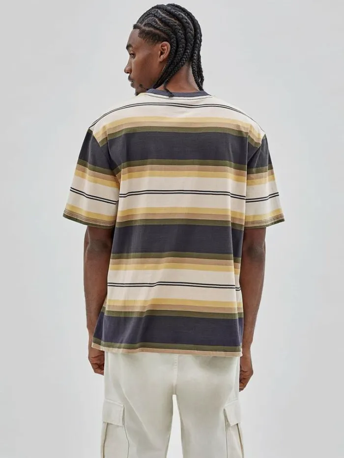 Men All Over Striped Tshirt Grey Multi Guess Tshirts And Polo Shirts