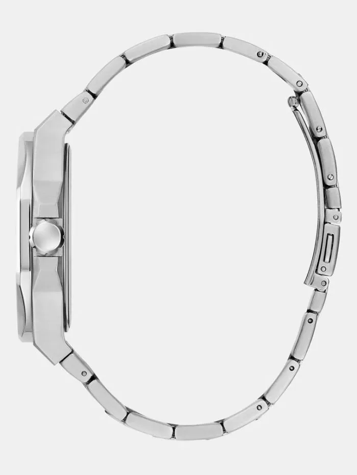 Men Analogue Watch With Date Function Silver Guess Watches