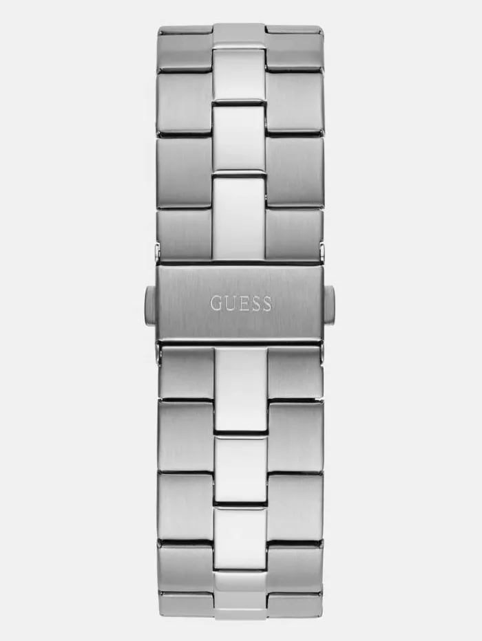 Men Analogue Watch With Date Function Silver Guess Watches