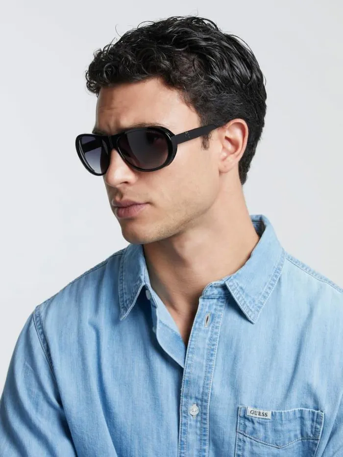 Men Aviator Sunglasses Black Guess Sunglasses