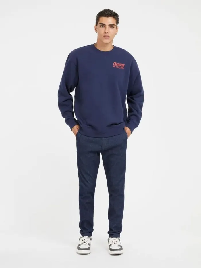 Men Back Bear Embroidery Sweatshirt Blue Guess Knitwear And Sweatshirts