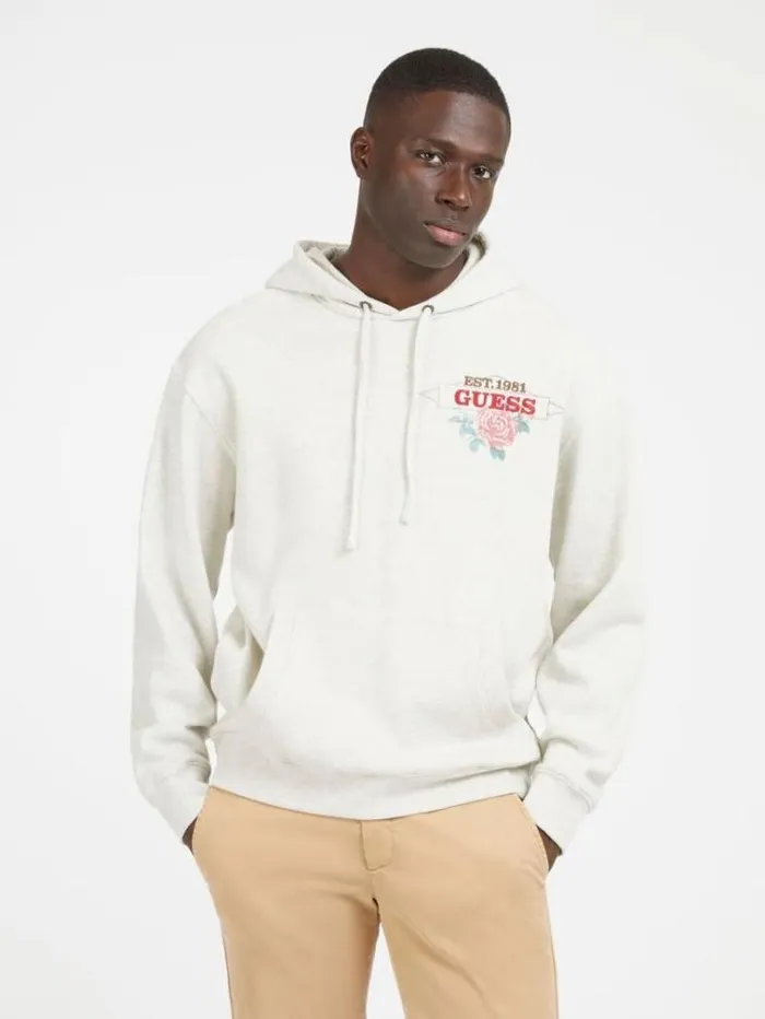Men Back Print Sweatshirt Cream Guess Knitwear And Sweatshirts