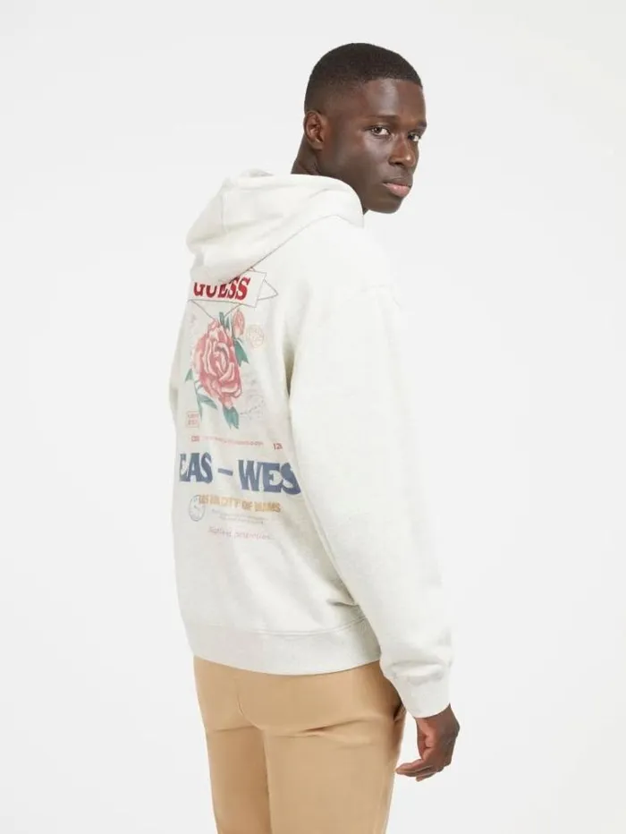 Men Back Print Sweatshirt Cream Guess Knitwear And Sweatshirts