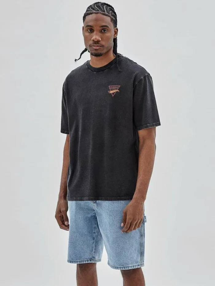 Men Back Print Tshirt Black Guess Tshirts And Polo Shirts