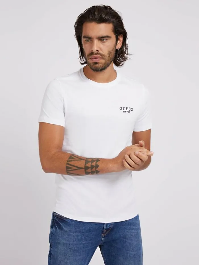 Men Back Print Tshirt White Guess Tshirts And Polo Shirts