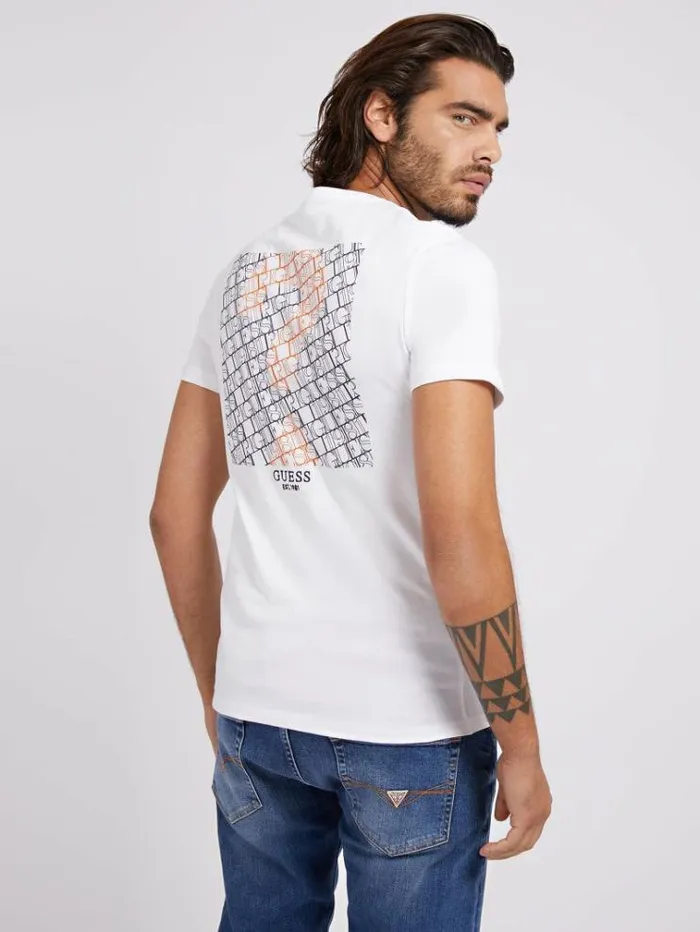Men Back Print Tshirt White Guess Tshirts And Polo Shirts