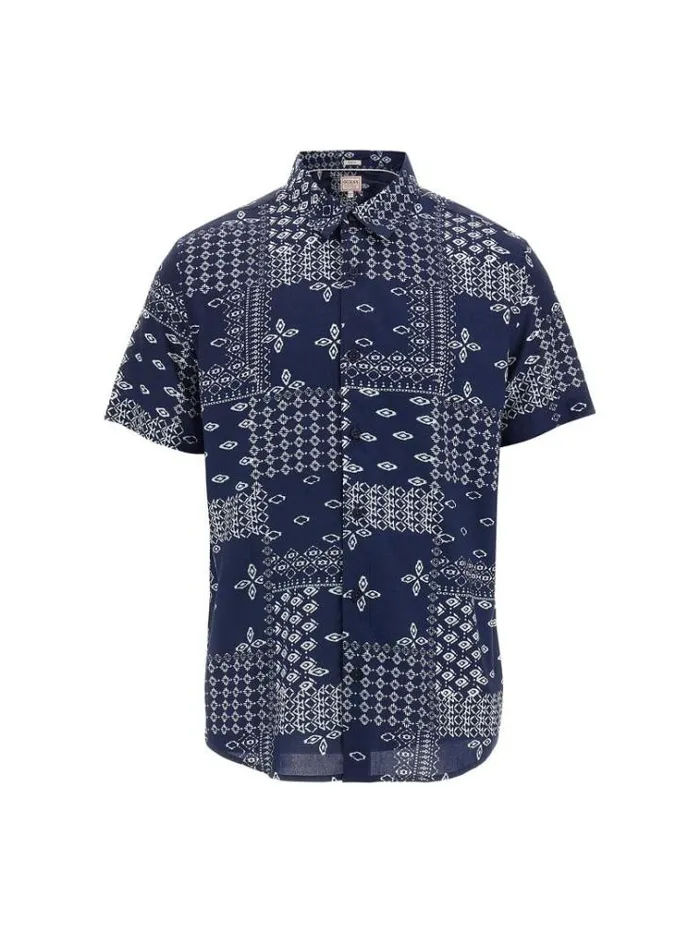 Men Bandana Print Shirt Blue Guess Shirts
