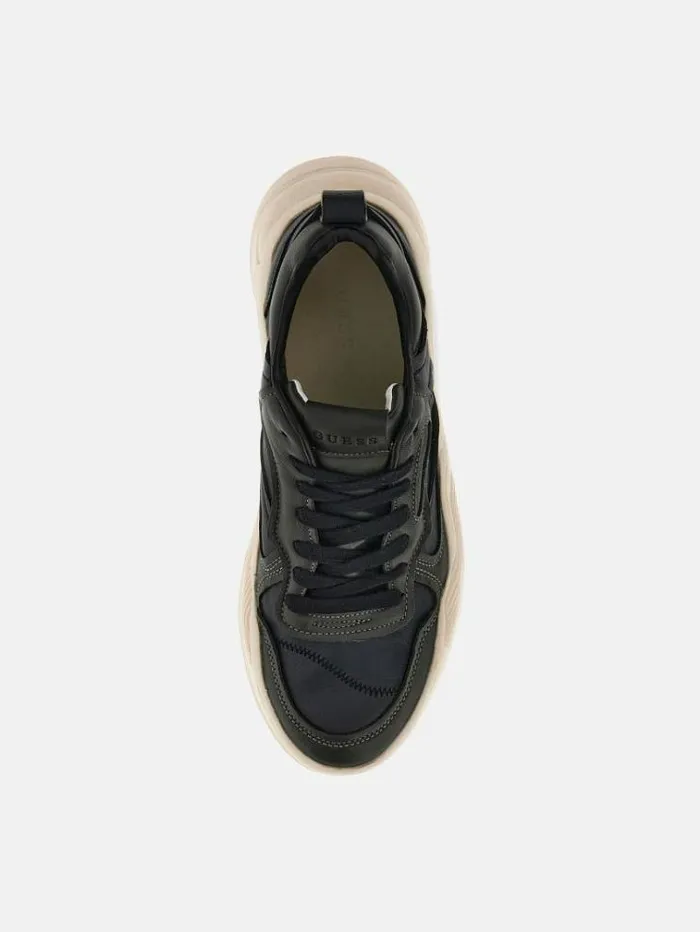 Men Bassano Genuine Leather Sneaker Black Guess Shoes