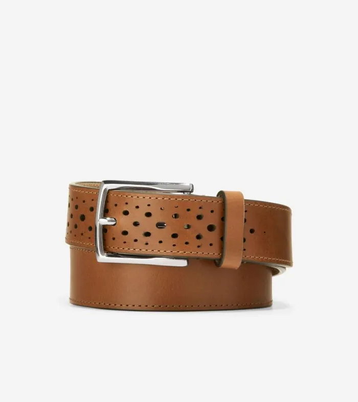Men Belts Cole Haan 32MM Washington Perforated Belt British Tan
