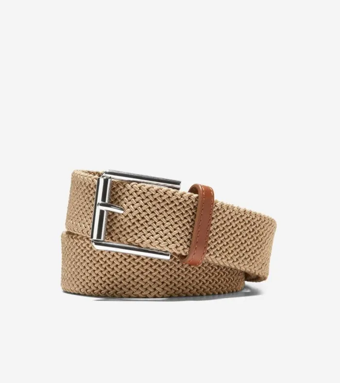 Men Belts Cole Haan 35MM Tubular Stretch Cord Belt Khaki