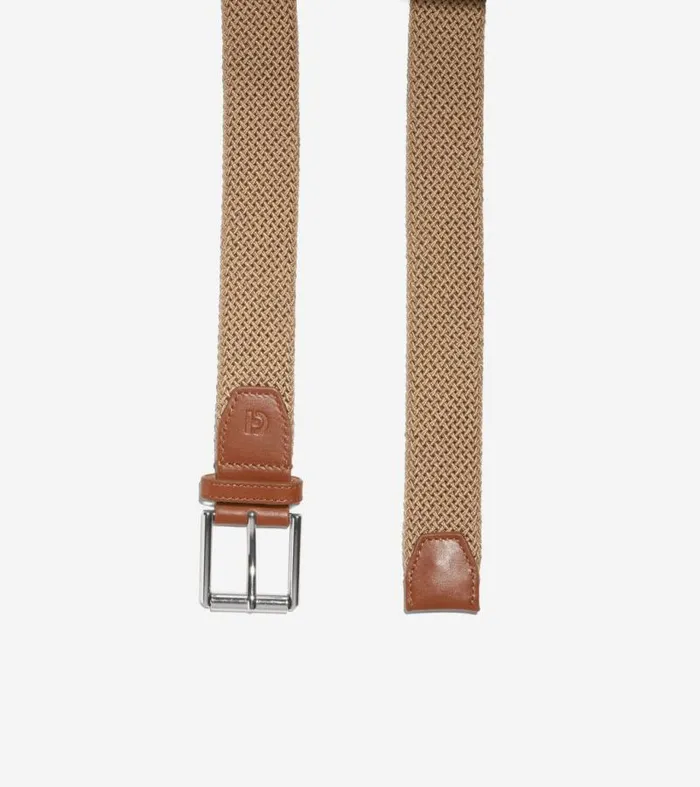 Men Belts Cole Haan 35MM Tubular Stretch Cord Belt Khaki