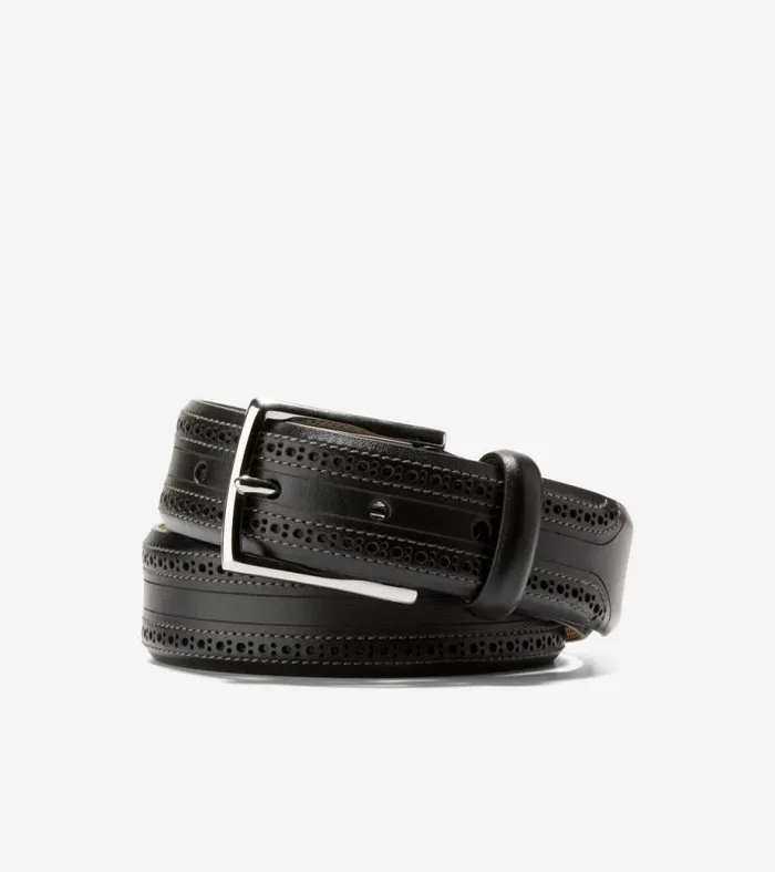 Men Belts Cole Haan Brogued Belt Black