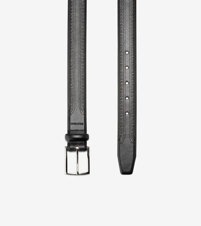 Men Belts Cole Haan Brogued Belt Black