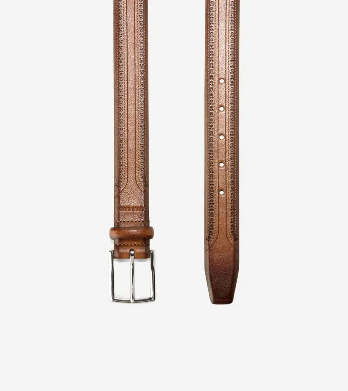 Men Belts Cole Haan Brogued Belt Tan