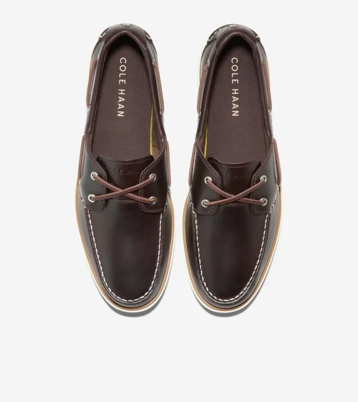 Men Boat Shoes Cole Haan GrandPr Windward Boat Shoes Dark Chocolateivory