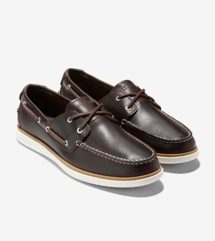 Men Boat Shoes Cole Haan GrandPr Windward Boat Shoes Dark Chocolateivory