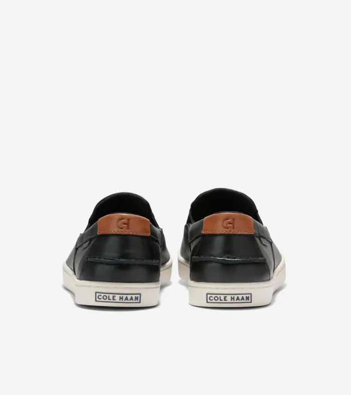 Men Boat Shoes Cole Haan Nantucket SlipOn Deck Shoes Blackivory