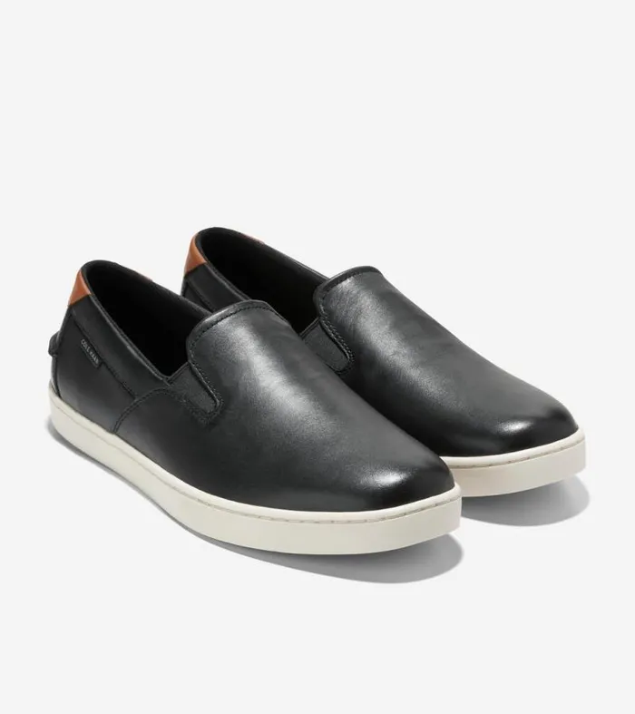 Men Boat Shoes Cole Haan Nantucket SlipOn Deck Shoes Blackivory