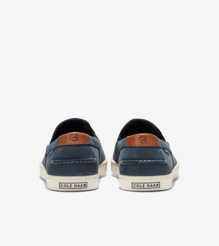 Men Boat Shoes Cole Haan Nantucket SlipOn Deck Shoes Navy Blazer Blueivory