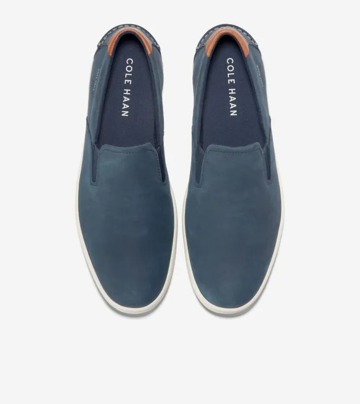 Men Boat Shoes Cole Haan Nantucket SlipOn Deck Shoes Navy Blazer Blueivory
