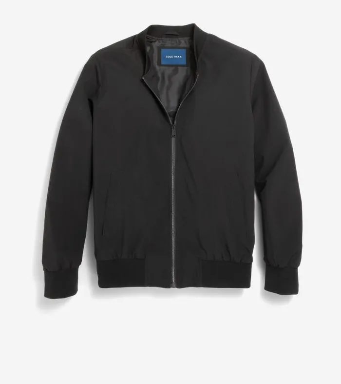 Men Bomber Jackets Cole Haan Nylon Bomber Jacket Black
