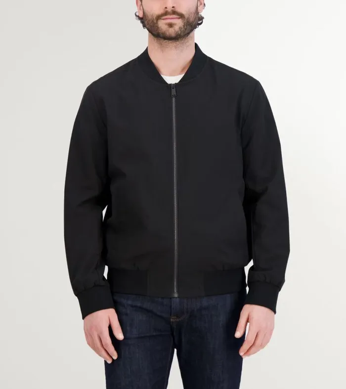 Men Bomber Jackets Cole Haan Nylon Bomber Jacket Black