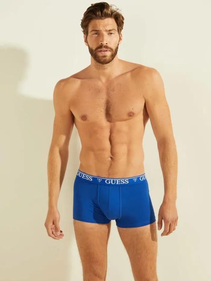 Men Boxers With Logo Elastic Blue Guess Underwear