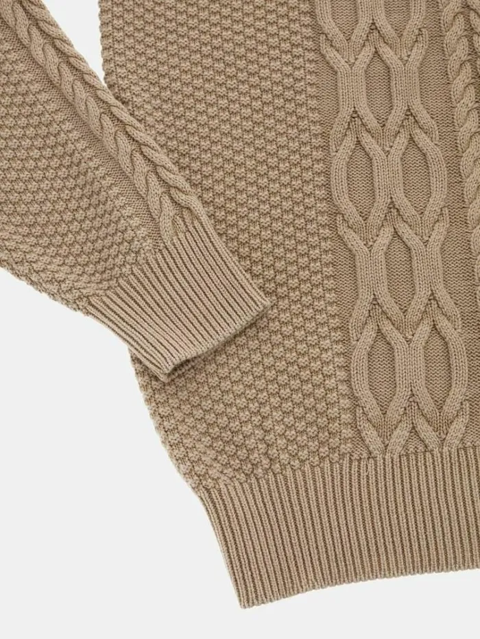 Men Cable Knit Sweater Beige Guess Knitwear And Sweatshirts