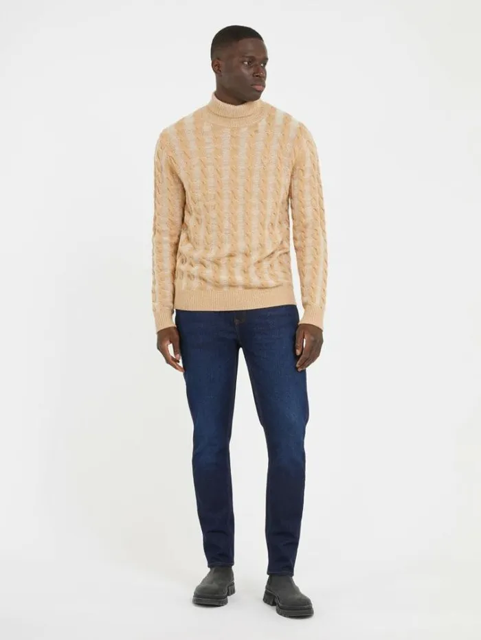 Men Cable Knit Sweater Caramel Guess Knitwear And Sweatshirts