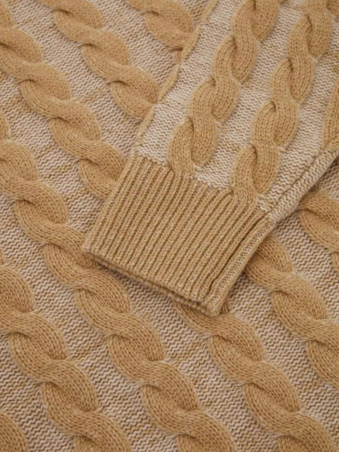 Men Cable Knit Sweater Caramel Guess Knitwear And Sweatshirts