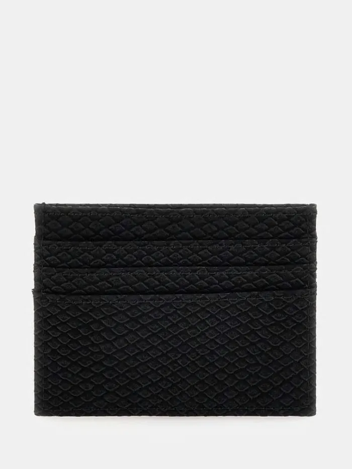 Men Calabria Credit Card Holder Black Guess Wallets