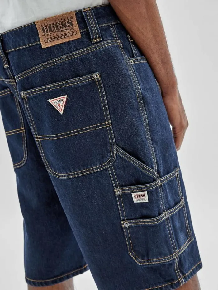 Men Carpenter Denim Shorts Dark Blue Guess Shorts