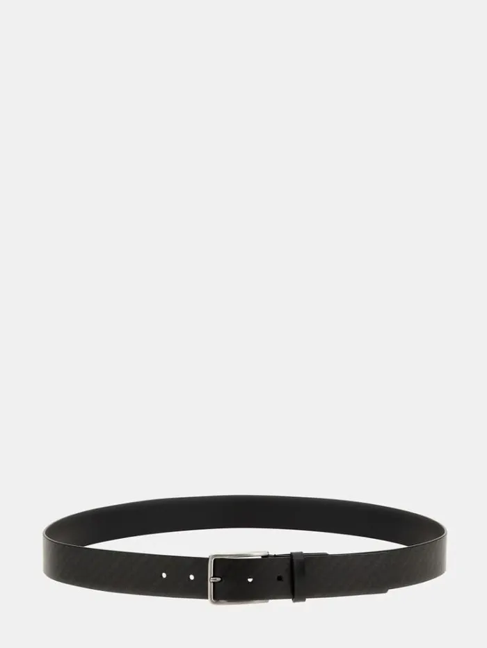 Men Certosa Genuine Leather Logo Belt Black Guess Belts