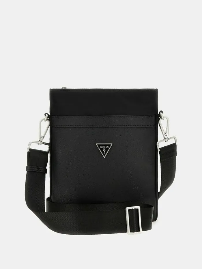 Men Certosa Nylon Eco Mini Crossbody Black Guess City Bags