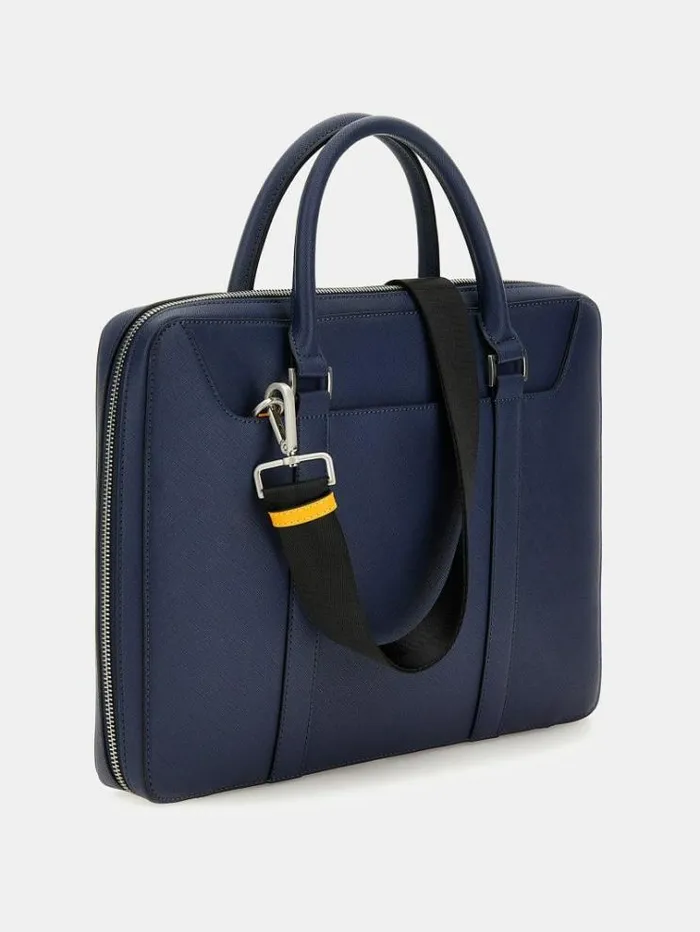 Men Certosa Saffiano Eco Bag Blue Guess Messenger Bags