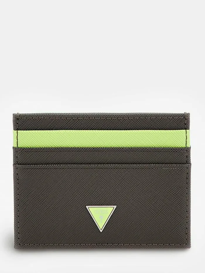 Men Certosa Saffiano Smart Card Case Grey Guess Wallets