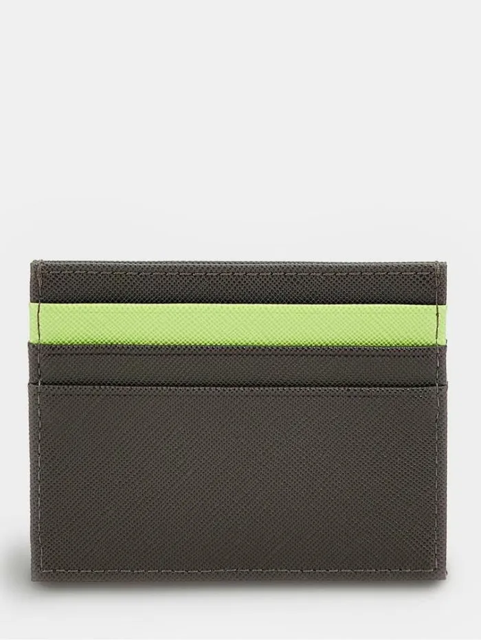 Men Certosa Saffiano Smart Card Case Grey Guess Wallets