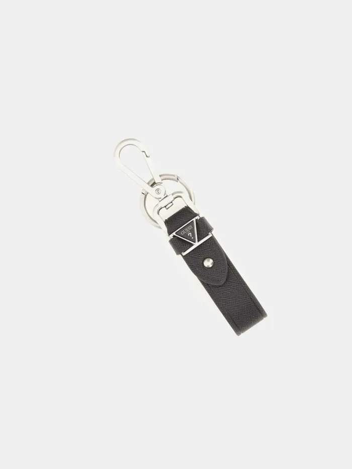 Men Certosa Saffiano Smart Keyring Black Guess Small Accessories