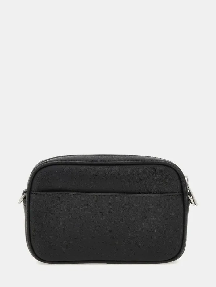 Men Certosa Saffiano Smart Mini Crossbody Bag Black Guess City Bags