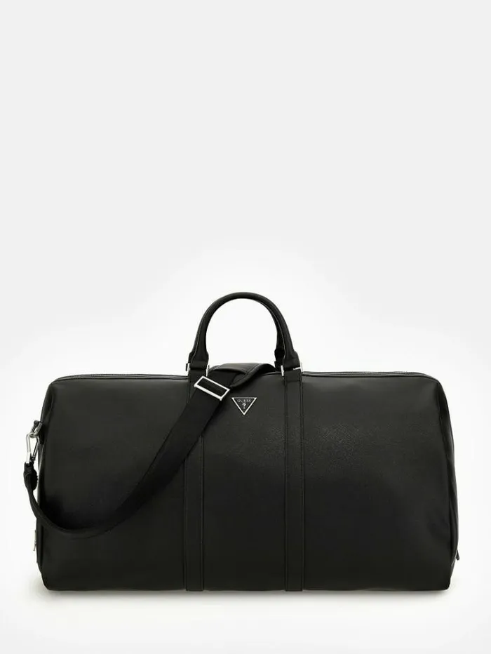 Men Certosa Saffiano Smart Weekender Bag Black Guess Travel Bags