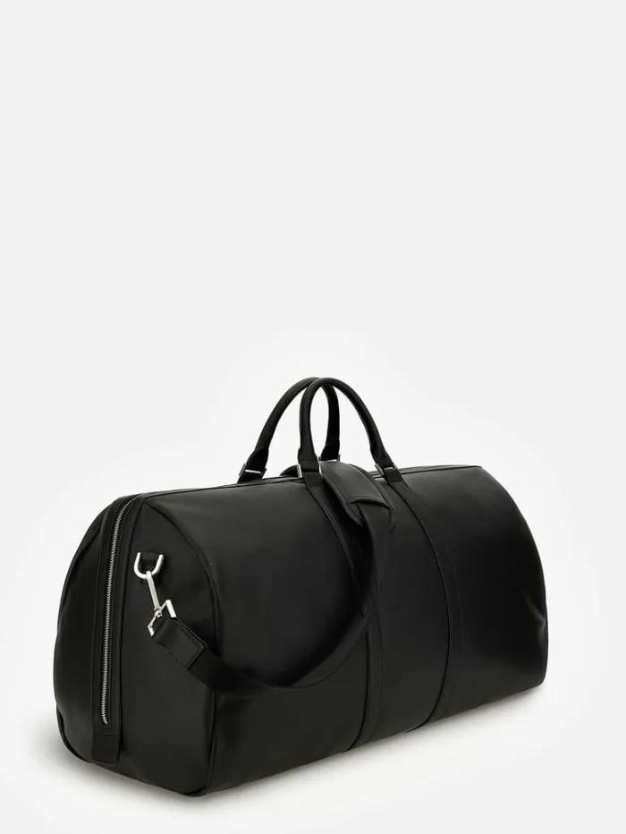 Men Certosa Saffiano Smart Weekender Bag Black Guess Travel Bags