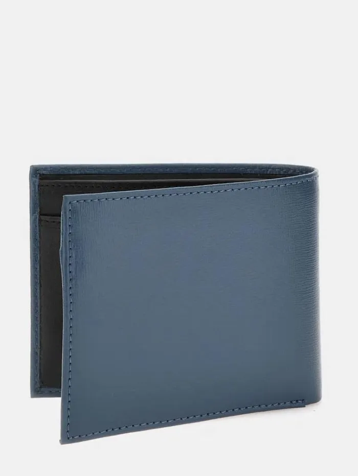 Men Certosa Saffiano Wallet Blue Guess Wallets