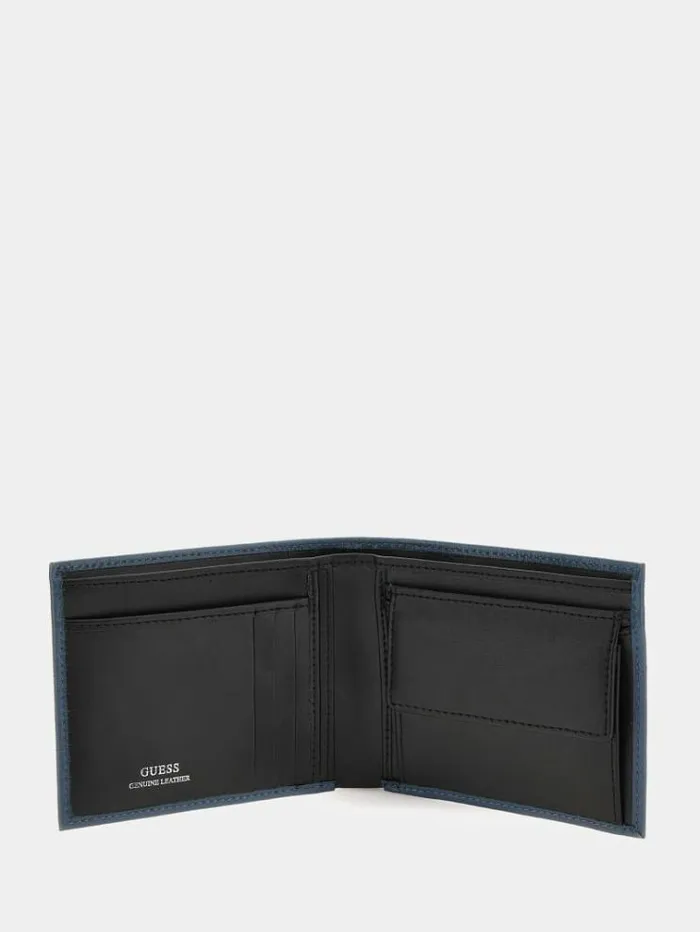 Men Certosa Saffiano Wallet Blue Guess Wallets