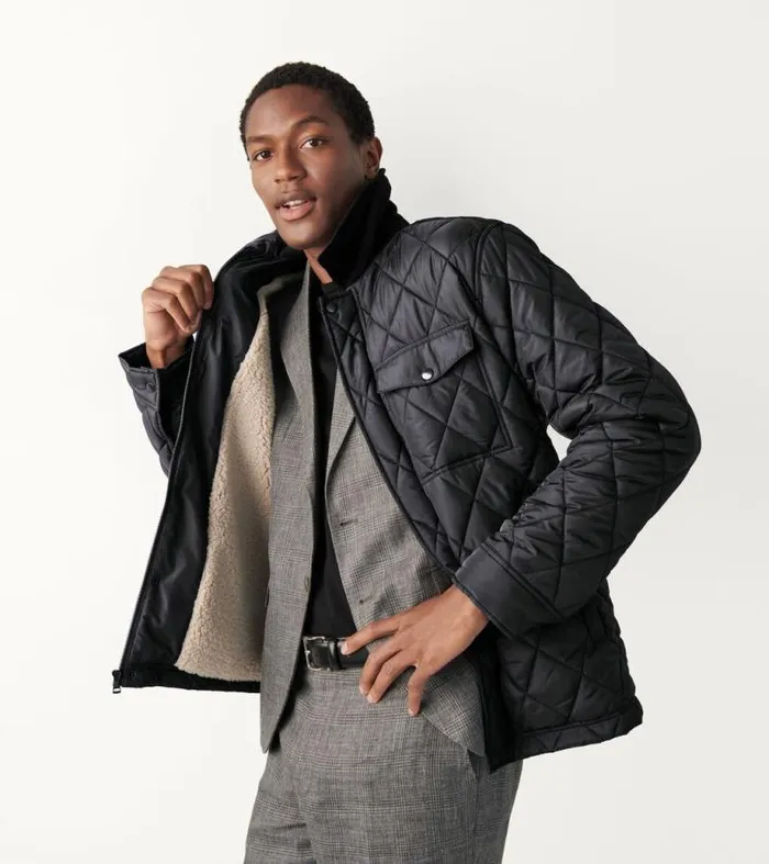 Men Cold Weather Jackets Cole Haan Diamond Quilted Jacket Black